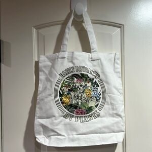 Gardening Skeleton Theme Screen print Canvas Tote Bag